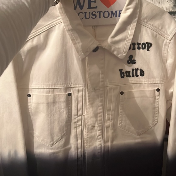 Two Tone Denim Jacket black and blue and white - Picture 3 of 4